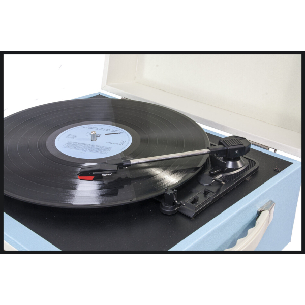 SCHALLPLATTEN KOFFER PARTY MUSIK DISCO SOUND MADISON MAD-RETROCASE-BLU NOSTALGI